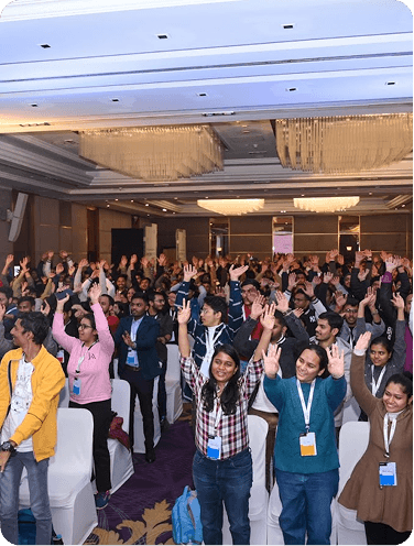 Crowd with raised hands