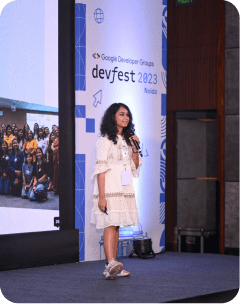 DevFest speaker on stage